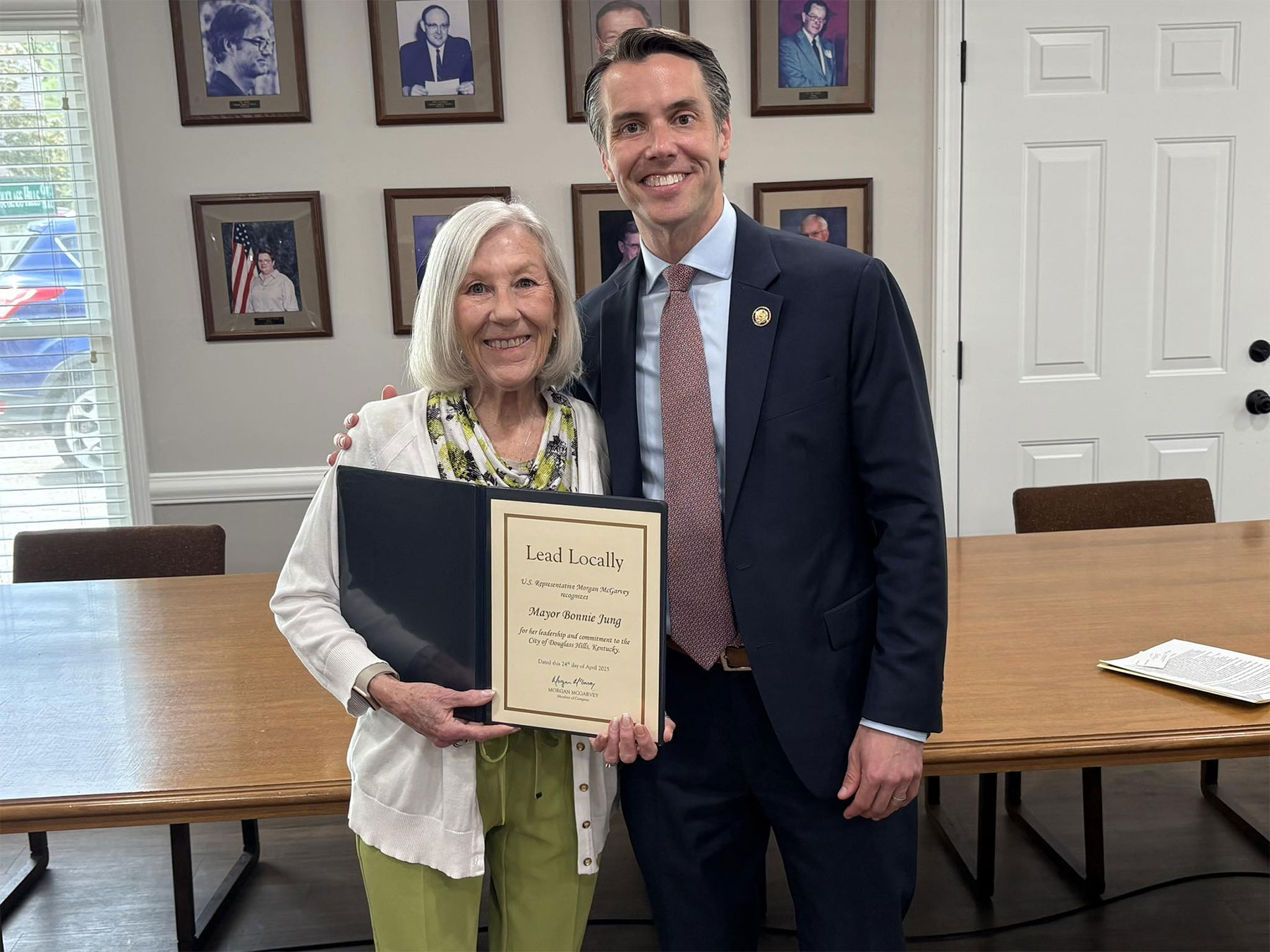 Mayor Bonnie Jung with U.S. Representative Morgan McGarvey